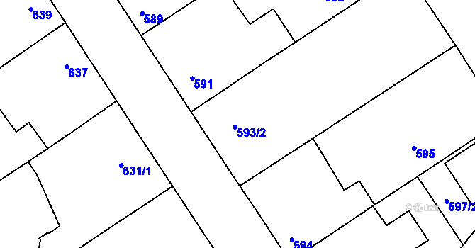 Parcela st. 593/2 v KÚ Vacenovice u Kyjova, Katastrální mapa