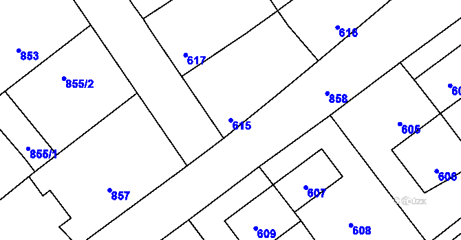 Parcela st. 615 v KÚ Vacenovice u Kyjova, Katastrální mapa
