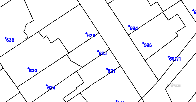 Parcela st. 623 v KÚ Vacenovice u Kyjova, Katastrální mapa