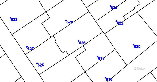 Parcela st. 626 v KÚ Vacenovice u Kyjova, Katastrální mapa