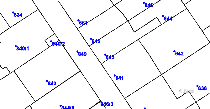 Parcela st. 643 v KÚ Vacenovice u Kyjova, Katastrální mapa