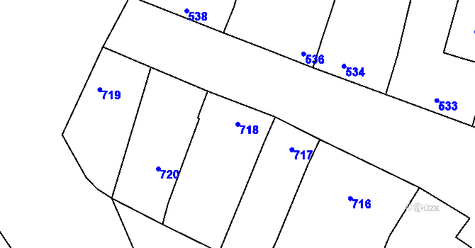 Parcela st. 718 v KÚ Vacenovice u Kyjova, Katastrální mapa