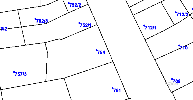 Parcela st. 754 v KÚ Vacenovice u Kyjova, Katastrální mapa