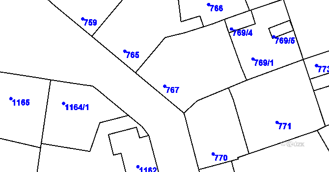 Parcela st. 767 v KÚ Vacenovice u Kyjova, Katastrální mapa