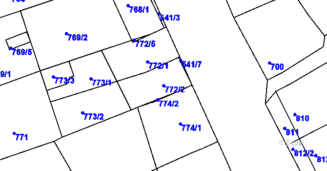 Parcela st. 772/2 v KÚ Vacenovice u Kyjova, Katastrální mapa