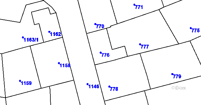 Parcela st. 776 v KÚ Vacenovice u Kyjova, Katastrální mapa