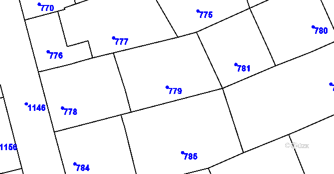 Parcela st. 779 v KÚ Vacenovice u Kyjova, Katastrální mapa