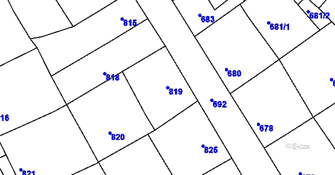 Parcela st. 819 v KÚ Vacenovice u Kyjova, Katastrální mapa