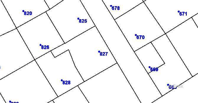Parcela st. 827 v KÚ Vacenovice u Kyjova, Katastrální mapa