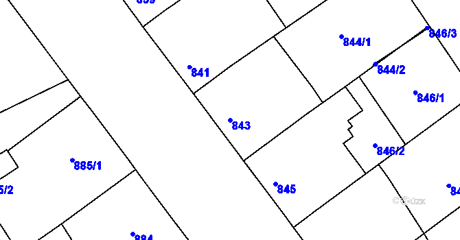 Parcela st. 843 v KÚ Vacenovice u Kyjova, Katastrální mapa