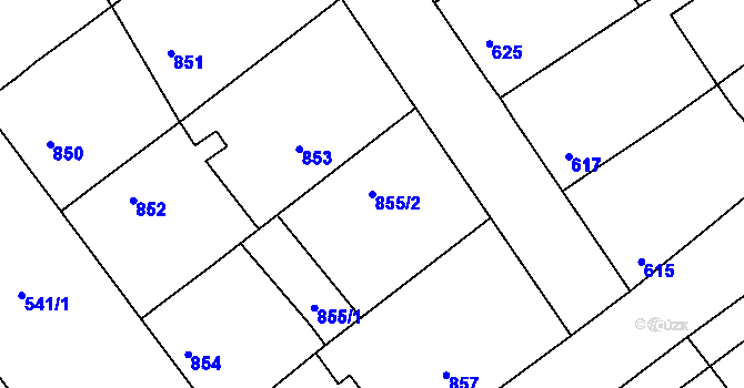 Parcela st. 855/2 v KÚ Vacenovice u Kyjova, Katastrální mapa