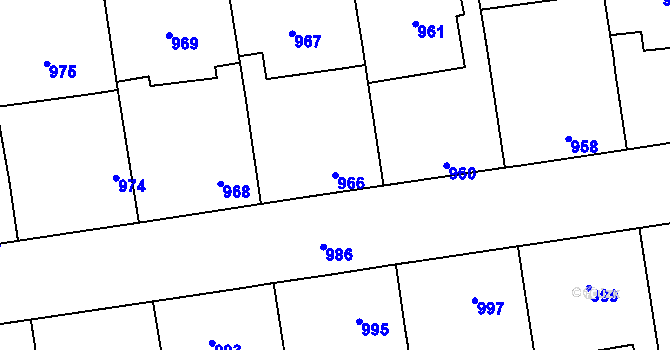 Parcela st. 966 v KÚ Vacenovice u Kyjova, Katastrální mapa
