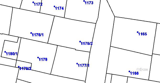 Parcela st. 1176/2 v KÚ Vacenovice u Kyjova, Katastrální mapa