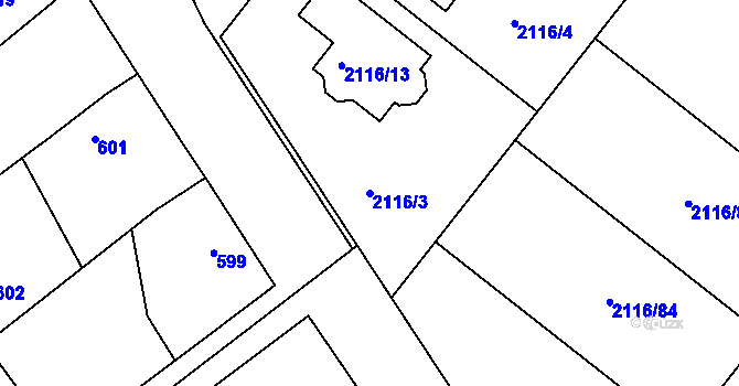 Parcela st. 2116/3 v KÚ Vacenovice u Kyjova, Katastrální mapa