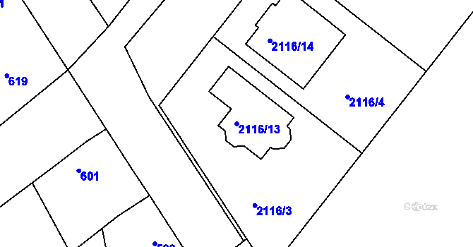 Parcela st. 2116/13 v KÚ Vacenovice u Kyjova, Katastrální mapa