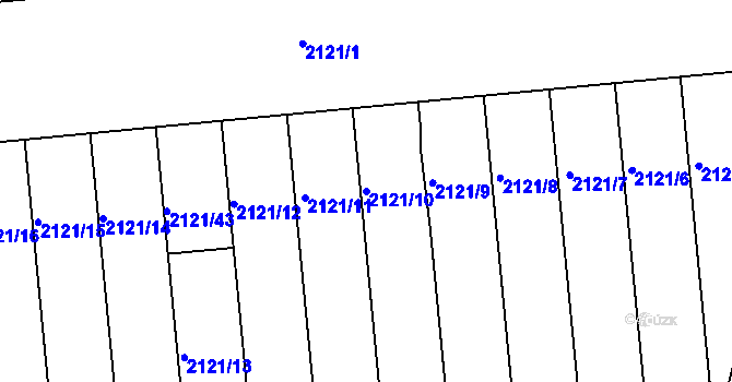 Parcela st. 2121/10 v KÚ Vacenovice u Kyjova, Katastrální mapa
