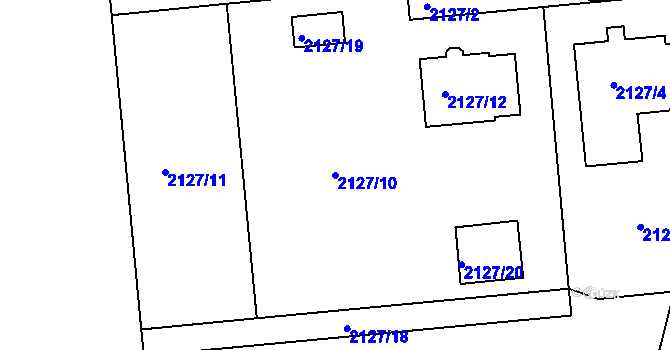 Parcela st. 2127/10 v KÚ Vacenovice u Kyjova, Katastrální mapa
