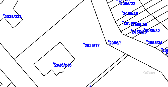 Parcela st. 2036/17 v KÚ Vacenovice u Kyjova, Katastrální mapa
