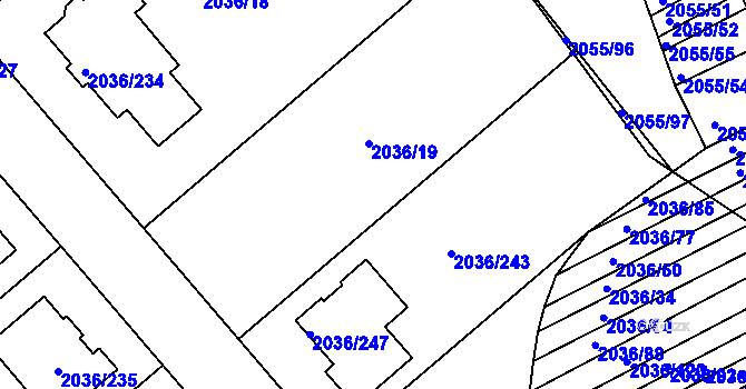 Parcela st. 2036/19 v KÚ Vacenovice u Kyjova, Katastrální mapa