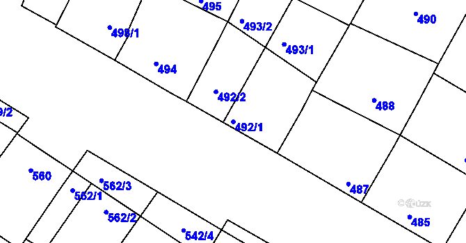 Parcela st. 492/1 v KÚ Vacenovice u Kyjova, Katastrální mapa