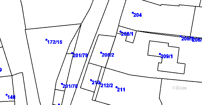 Parcela st. 208/2 v KÚ Vacenovice u Kyjova, Katastrální mapa