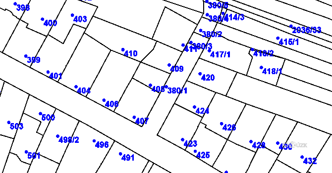 Parcela st. 380/1 v KÚ Vacenovice u Kyjova, Katastrální mapa