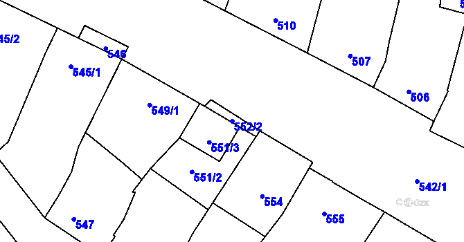 Parcela st. 552/2 v KÚ Vacenovice u Kyjova, Katastrální mapa
