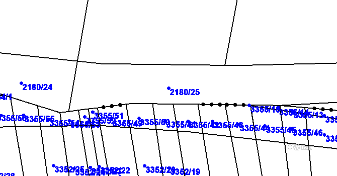Parcela st. 2180/25 v KÚ Vacenovice u Kyjova, Katastrální mapa