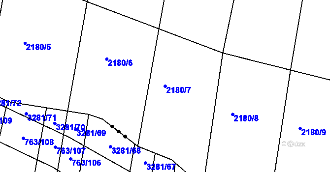 Parcela st. 2180/7 v KÚ Vacenovice u Kyjova, Katastrální mapa