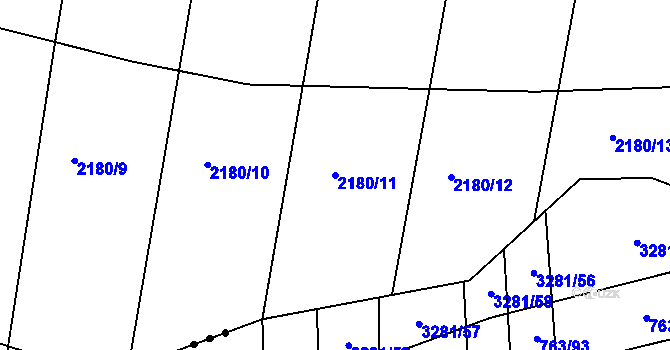 Parcela st. 2180/11 v KÚ Vacenovice u Kyjova, Katastrální mapa