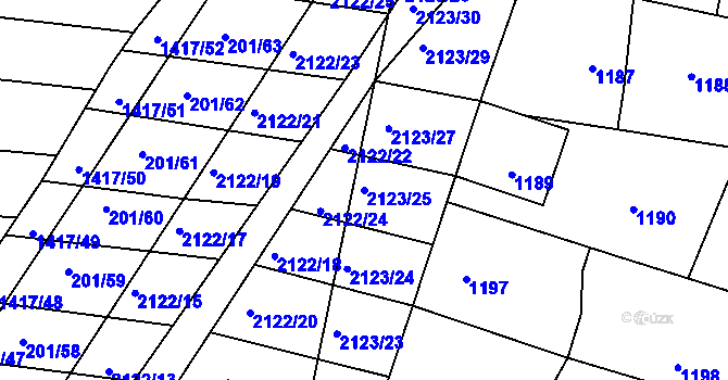 Parcela st. 2123/25 v KÚ Vacenovice u Kyjova, Katastrální mapa