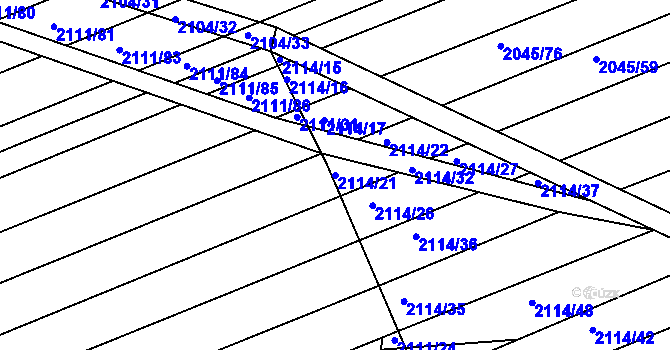 Parcela st. 2114/21 v KÚ Vacenovice u Kyjova, Katastrální mapa