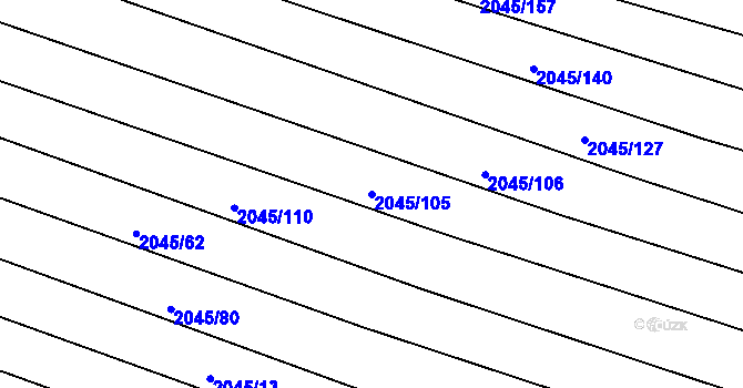 Parcela st. 2045/105 v KÚ Vacenovice u Kyjova, Katastrální mapa