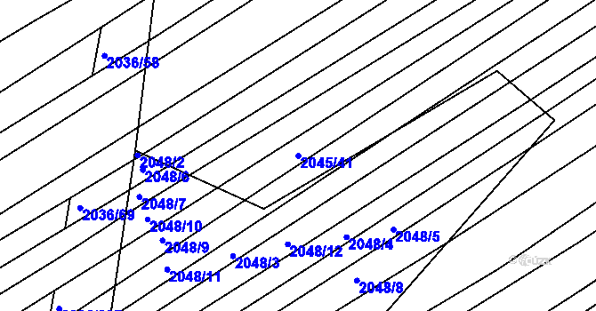 Parcela st. 2045/41 v KÚ Vacenovice u Kyjova, Katastrální mapa