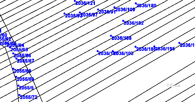 Parcela st. 2036/187 v KÚ Vacenovice u Kyjova, Katastrální mapa