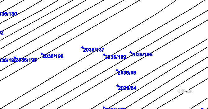 Parcela st. 2036/189 v KÚ Vacenovice u Kyjova, Katastrální mapa
