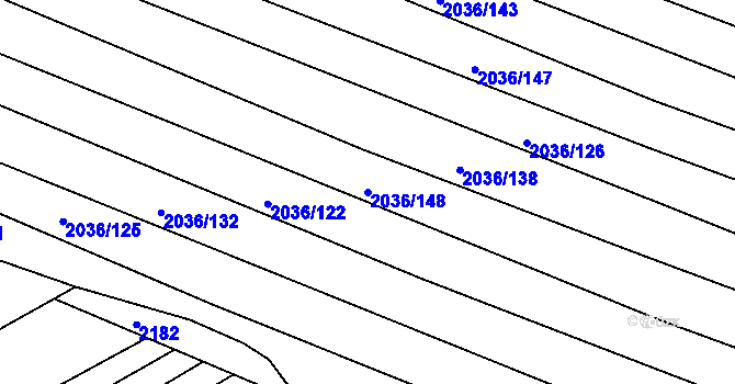 Parcela st. 2036/148 v KÚ Vacenovice u Kyjova, Katastrální mapa
