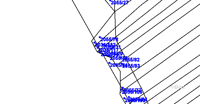 Parcela st. 2036/74 v KÚ Vacenovice u Kyjova, Katastrální mapa