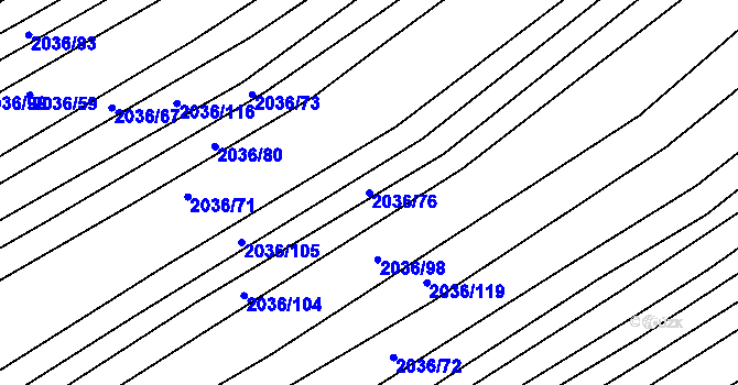 Parcela st. 2036/76 v KÚ Vacenovice u Kyjova, Katastrální mapa