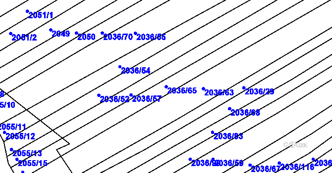 Parcela st. 2036/65 v KÚ Vacenovice u Kyjova, Katastrální mapa