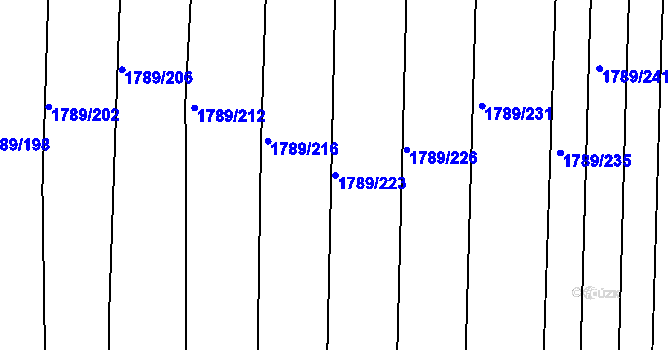 Parcela st. 1789/223 v KÚ Vacenovice u Kyjova, Katastrální mapa