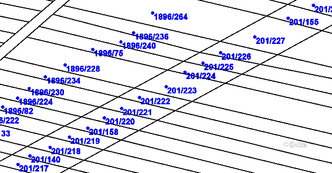 Parcela st. 201/223 v KÚ Vacenovice u Kyjova, Katastrální mapa