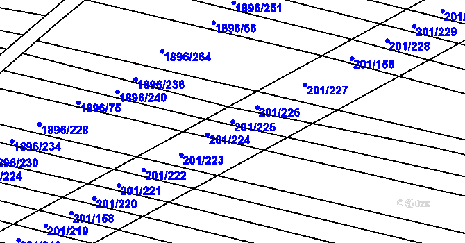 Parcela st. 201/225 v KÚ Vacenovice u Kyjova, Katastrální mapa