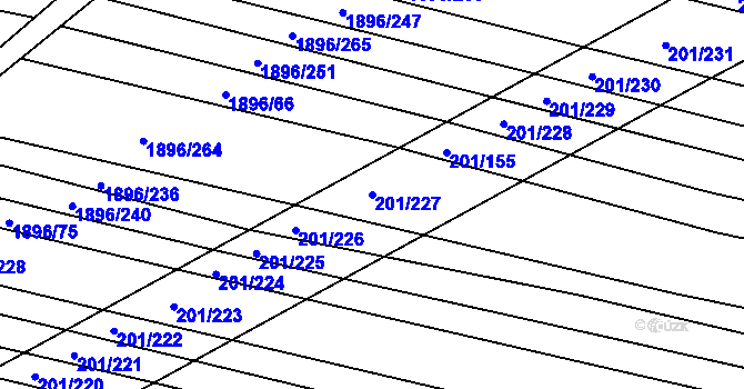 Parcela st. 201/227 v KÚ Vacenovice u Kyjova, Katastrální mapa