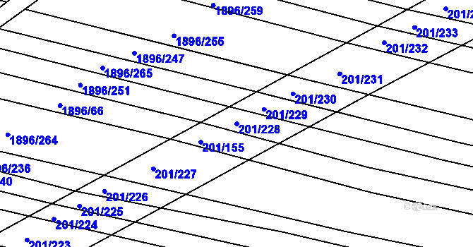 Parcela st. 201/228 v KÚ Vacenovice u Kyjova, Katastrální mapa