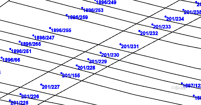 Parcela st. 201/230 v KÚ Vacenovice u Kyjova, Katastrální mapa