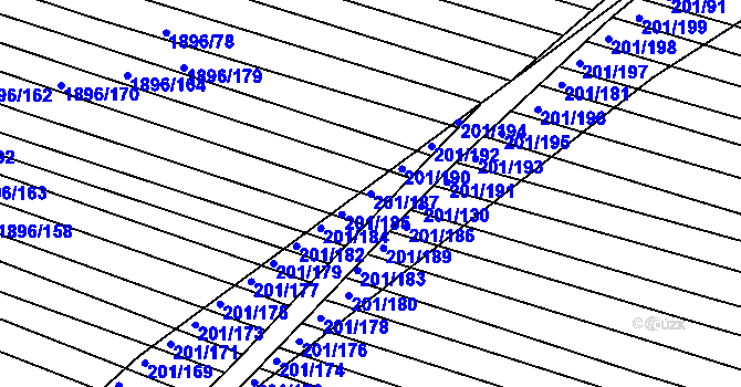 Parcela st. 201/187 v KÚ Vacenovice u Kyjova, Katastrální mapa