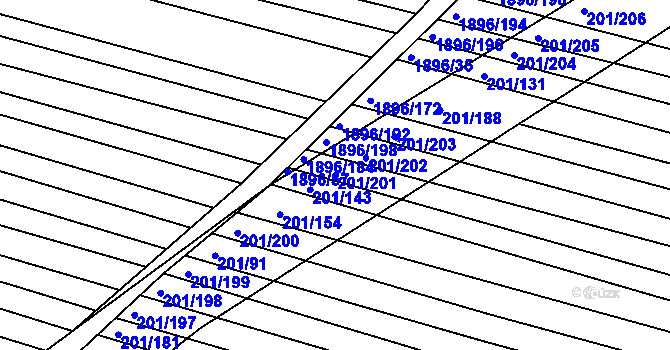 Parcela st. 201/201 v KÚ Vacenovice u Kyjova, Katastrální mapa