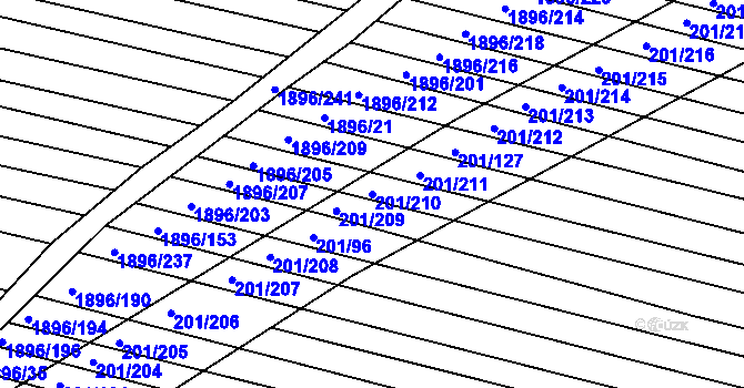 Parcela st. 201/210 v KÚ Vacenovice u Kyjova, Katastrální mapa