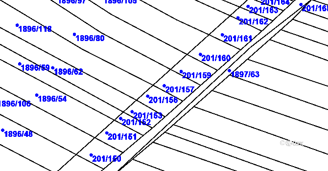 Parcela st. 201/157 v KÚ Vacenovice u Kyjova, Katastrální mapa